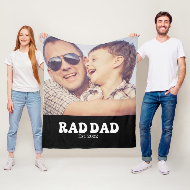 Rad Dad Est. Retro-Foto Fleecedecke (Beispiel)