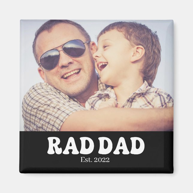 Rad Dad Est. Retro-Foto Magnet (Vorne)