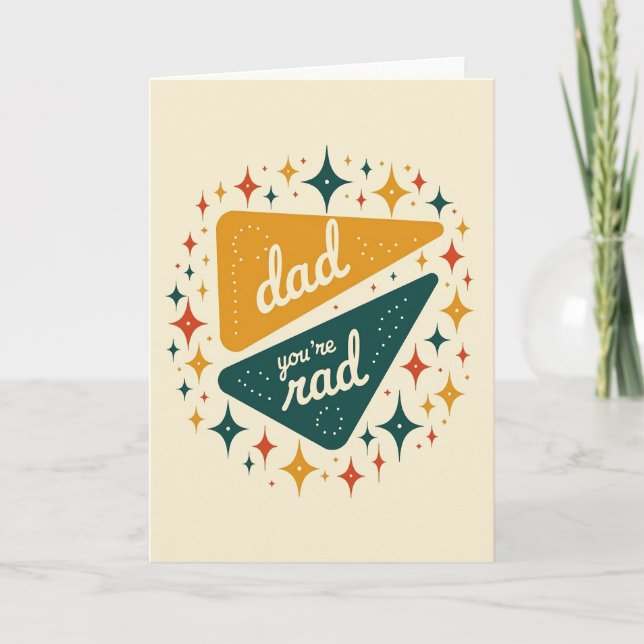 Rad Dad Retro Sternenexplosion Karte (Vorderseite)