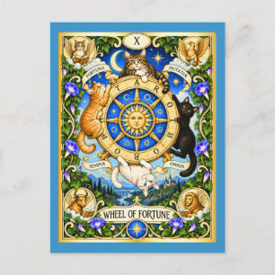 Rad des Schicksals Katze Tarot - Zyklen des Wandel Postkarte