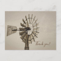 Rad einer Windmühle Sepia Danke Postcard
