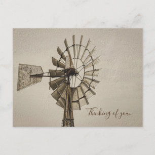 Rad einer Windmühle Sepia Ich denke an Dich Postka Postkarte