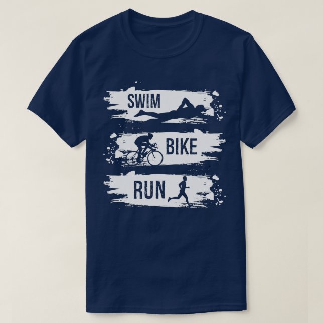 Rad fahren Rad fahren Triathlon schwimmen 2 T-Shirt (Design vorne)