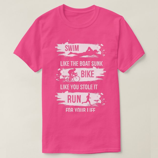 Rad fahren Triathlon schwimmen T-Shirt (Design vorne)