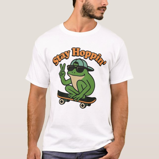 Rad Frog on a Skateboard T-Shirt Chill Vibes Only (Vorderseite)