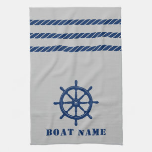 Rad-Helm des Schiffes Rope Your Boat Name Gray Geschirrtuch