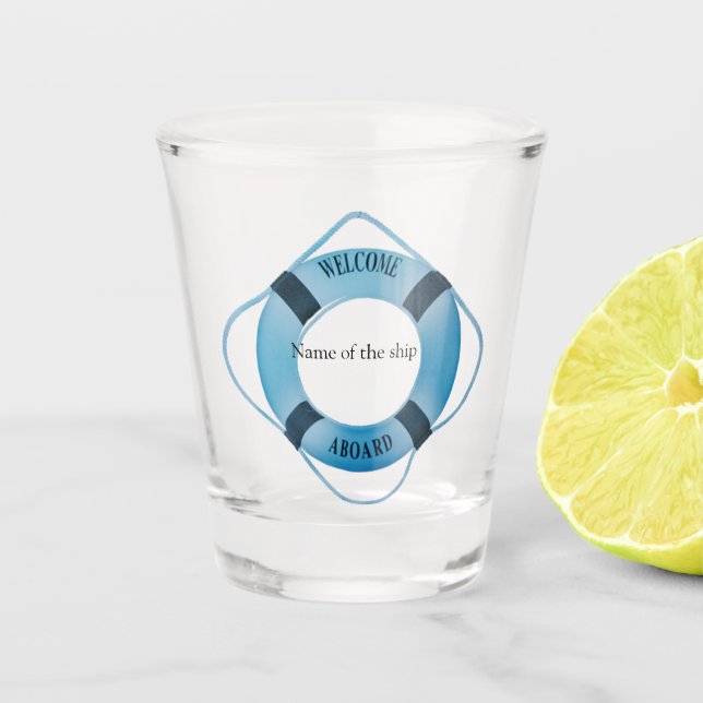 Rad-Helm für Nautic Ships mit Ihrem Bootsnamen Sho Schnapsglas (Vorderseite)