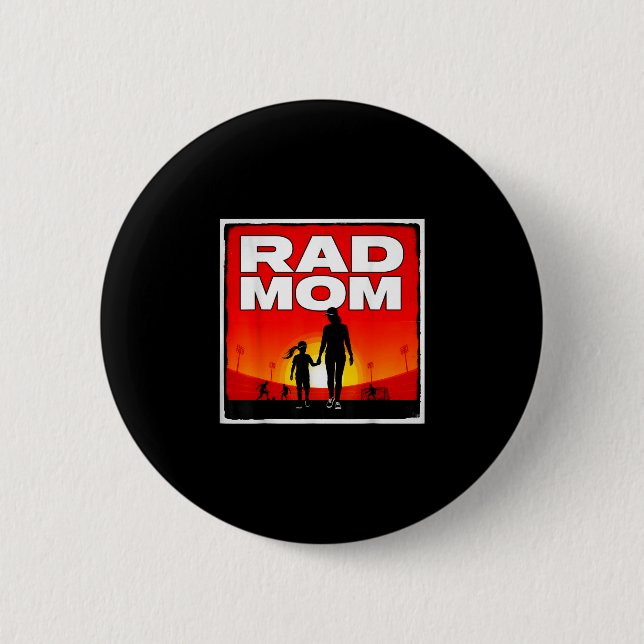 Rad mama Mutter und Tochter Fußballmutter Sonnenun Button (Vorderseite)