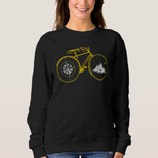 Rad mit Kompass und Gebirge - Fahrrad Sweatshirt