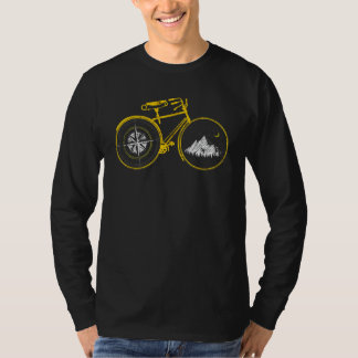 Rad mit Kompass und Gebirge - Fahrrad T-Shirt