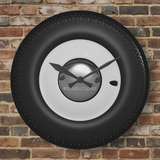 Rad-Rad-Rad-Hubcap-Uhr Große Wanduhr (Transform your garage or man cave into a stylish retreat. )