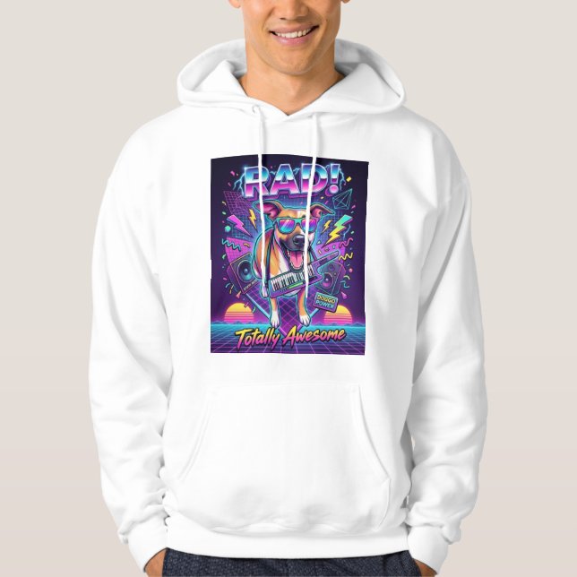 rad retro 80er Synthwave 80er Hund Hoodie (Vorderseite)