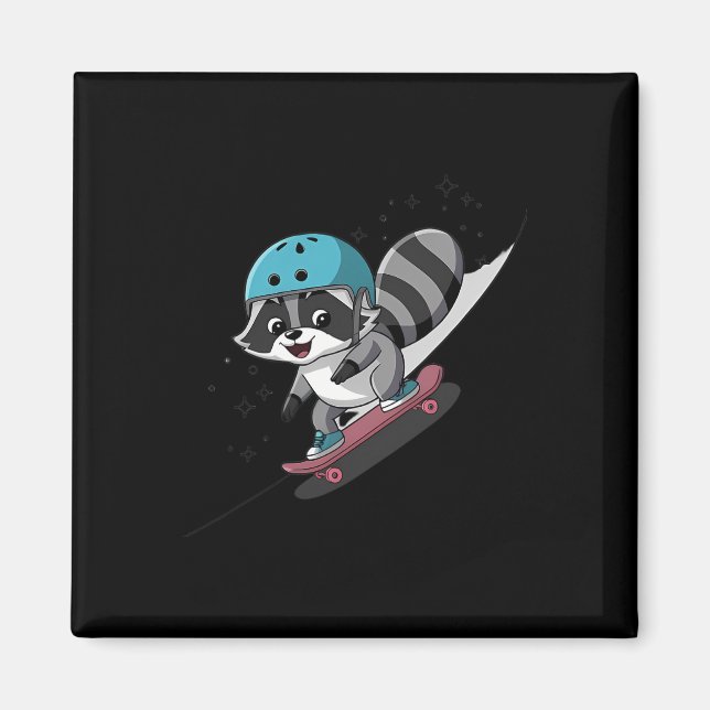 Rad Rocket Waschbär Skateboarding Star  Magnet (Vorne)