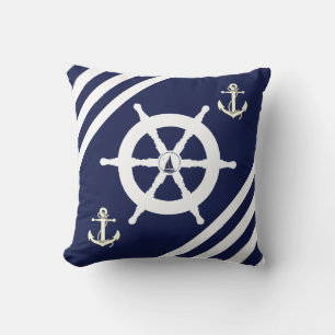 Rad/Segelboot/Anker/Streifen des Schiffes Kissen
