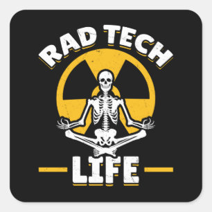 Rad Tech Yoga Skeleton Xray Radiology Quadratischer Aufkleber