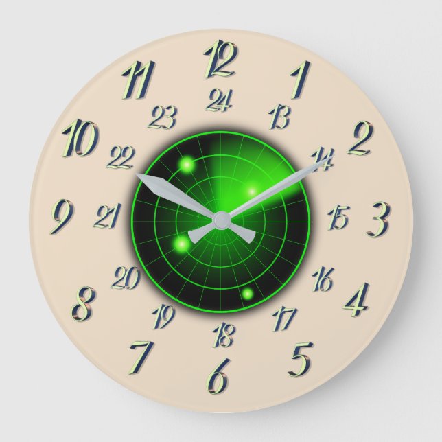 Radarnähe Pfirsichgraue w/militärische Zeit Große Wanduhr (Vorderseite)