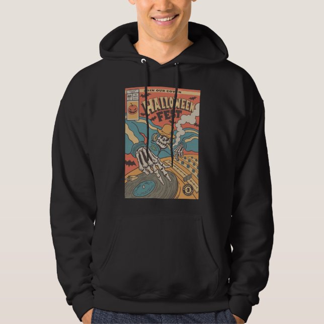 RADDEST SKELETON DJ HALLOWEEN MUSIC FESTIVAL HOODIE (Vorderseite)