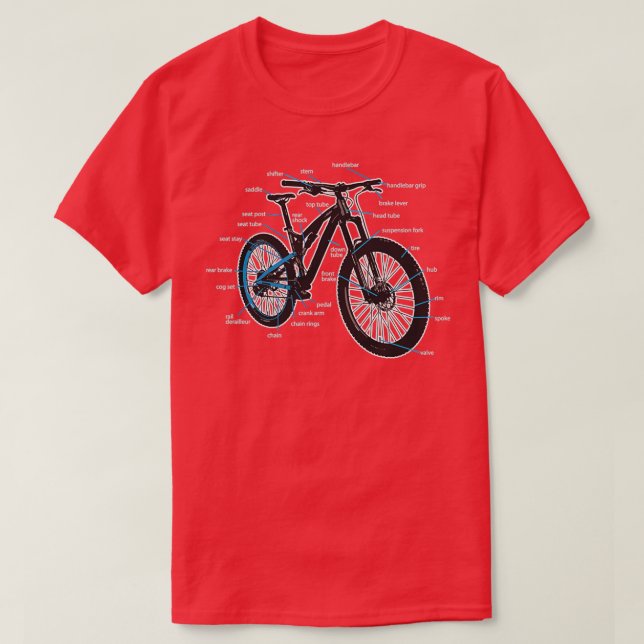 Raddiagramm Teile von Mountainbikes T-Shirt (Design vorne)