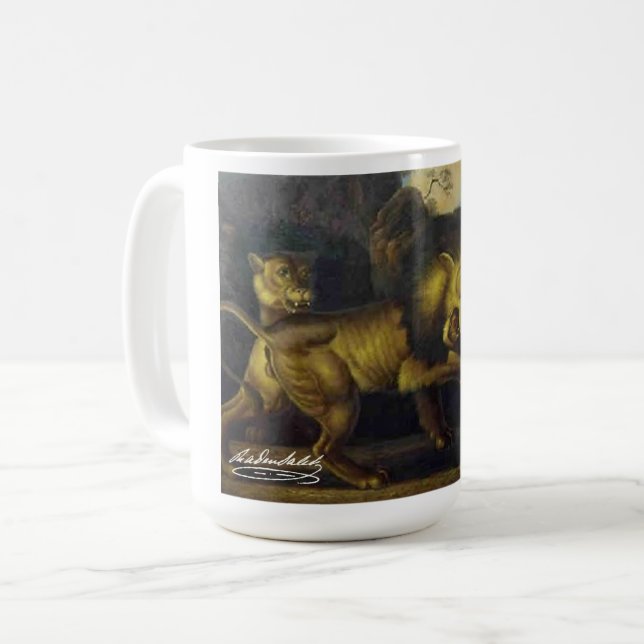 Raden Saleh® Coffee Mug 'Lions and Snake' Kaffeetasse (Vorderseite Links)