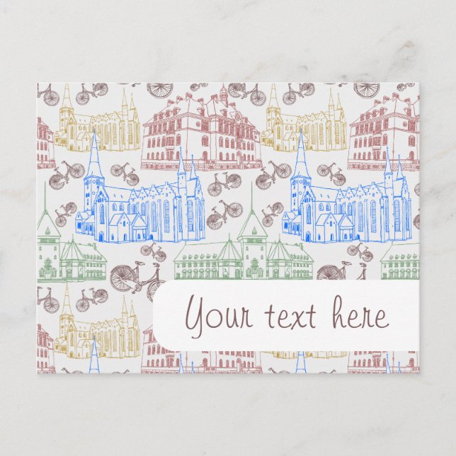 Radfahren Aarhus, gemustert Postkarte (Vorderseite)