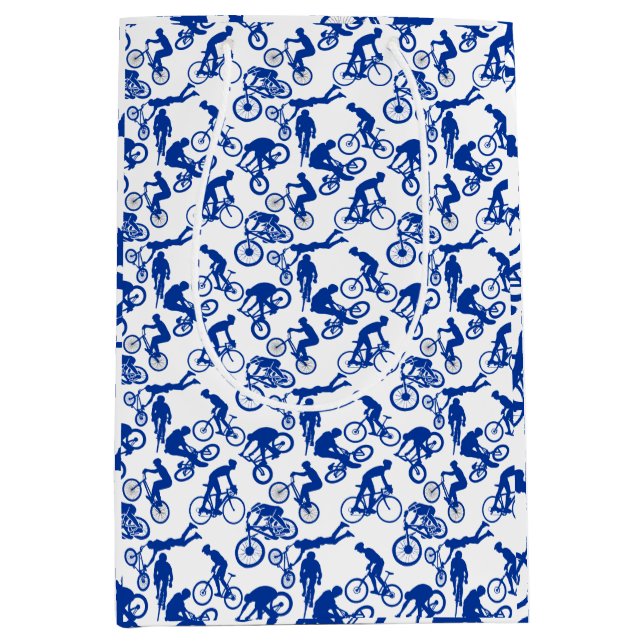 Radfahren Freestyles Muster.w x4 White BG Mittlere Geschenktüte (Vorderseite)