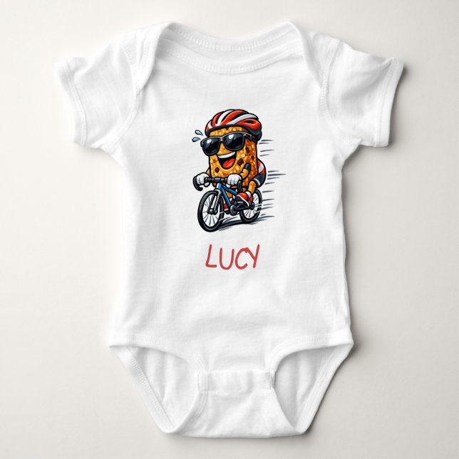 Radfahren Frühstücksbar Baby Strampler (Vorderseite)