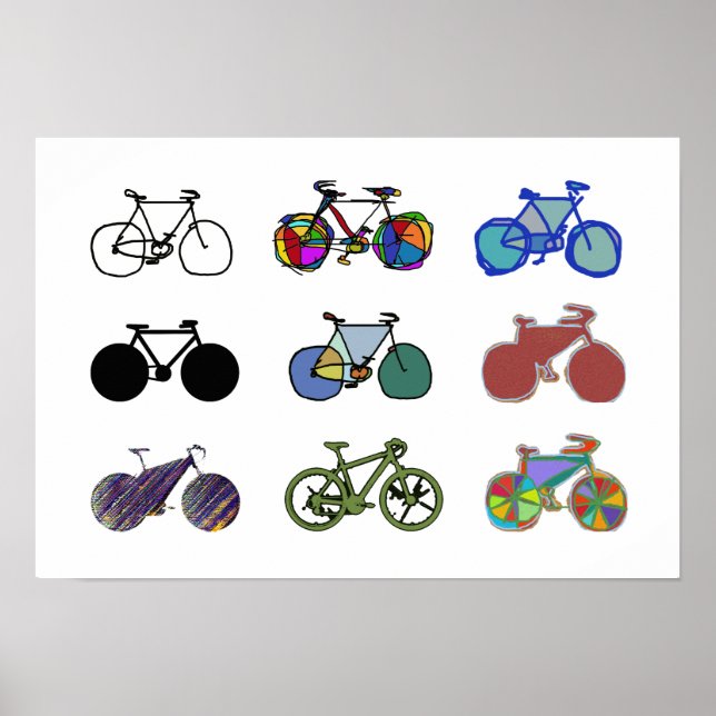 Radfahren :) Grafik-Bikes-Illustrationen Poster (Vorne)