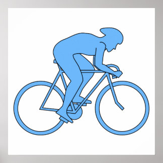 Radfahren in einem Rennen. Blau. Poster