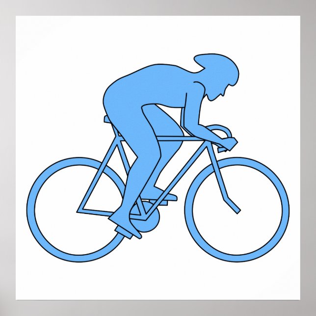 Radfahren in einem Rennen. Blau. Poster (Vorne)