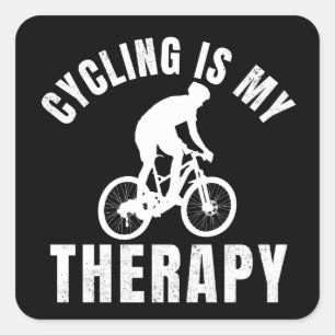 Radfahren ist meine Therapie lustiges Radfahren Ge Quadratischer Aufkleber