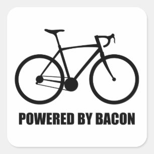 Radfahren mit Bacon Quadratischer Aufkleber