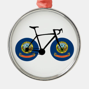 Radfahren mit der Idaho-Flagge Ornament Aus Metall