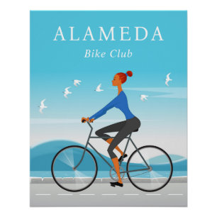 Radfahren Sport Frau Fahrrad Mädchen Meer Strand Poster