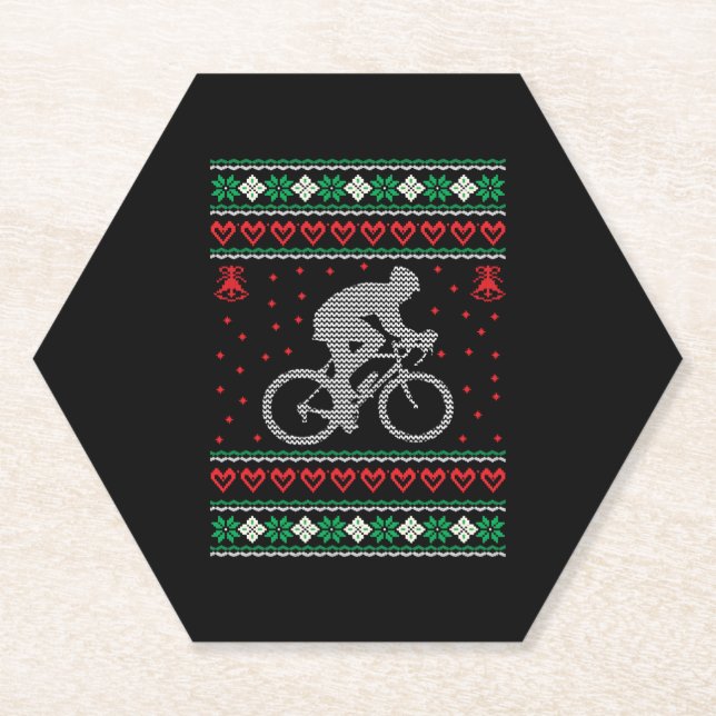 Radfahren Ugly Christmas Sweater Untersetzer (Vorderseite)