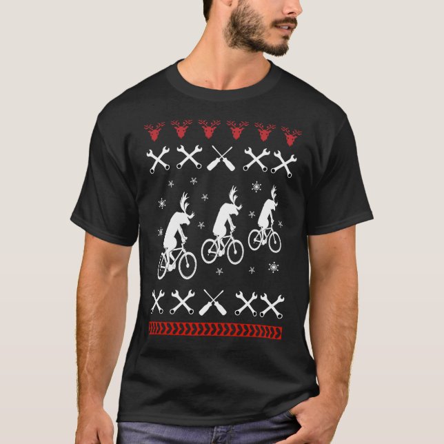 Radfahren Ugly Christmas T-Shirt (Vorderseite)
