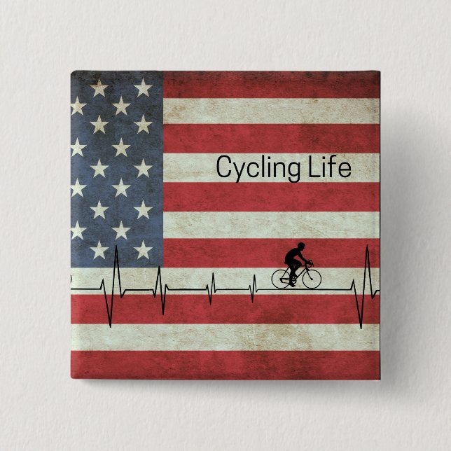 Radfahren, US Flagge Button (Vorderseite)