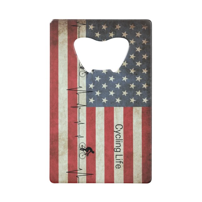 Radfahren, US Flagge Geldbeutel Flaschenöffner (Vorderseite)