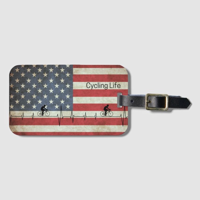 Radfahren, US Flagge Gepäckanhänger (Vorderseite (Horizontal))