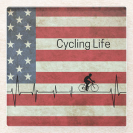 Radfahren, US Flagge Glasuntersetzer