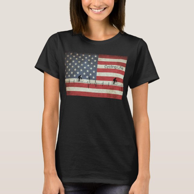 Radfahren, US Flagge T-Shirt (Vorderseite)