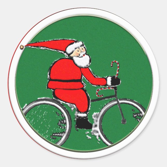 Radfahren Weihnachten Runder Aufkleber (Vorderseite)