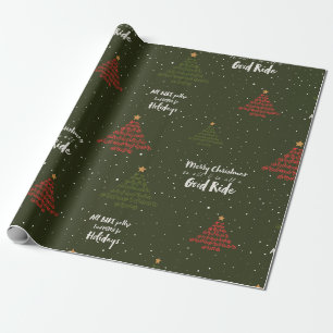 Radfahren Weihnachtsbaum. Fahrrad. Geschenkpapier