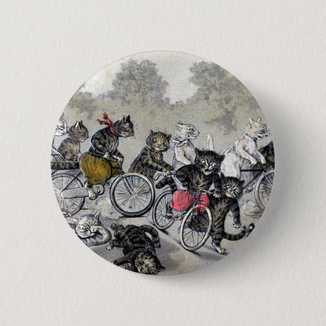 Radfahrende Katzen Button (Vorderseite)