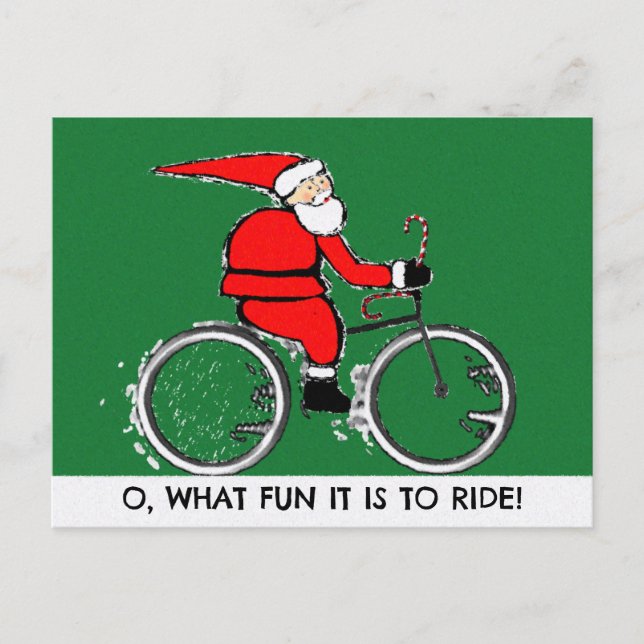 Radfahrende Weihnachtskarten Feiertagspostkarte (Vorderseite)