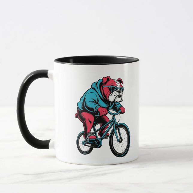Radfahrender Bulldogge Tasse (Links)