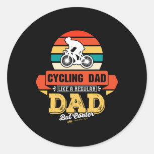 Radfahrender Papa wie ein normaler Papa, aber cool Runder Aufkleber