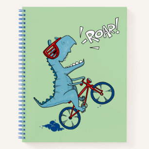 Radfahrender T-Rex brüllt Notizbuch