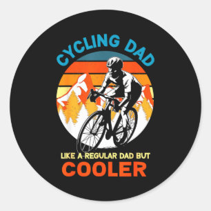 Radfahrender Vater wie ein normaler, aber cooler F Runder Aufkleber