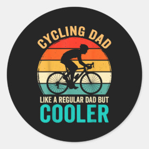 Radfahrender Vater wie ein normaler, aber cooler F Runder Aufkleber