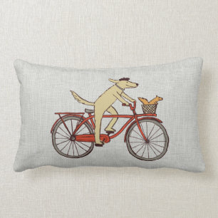Radfahrenhund mit Eichhörnchen-Freund - Lendenkissen